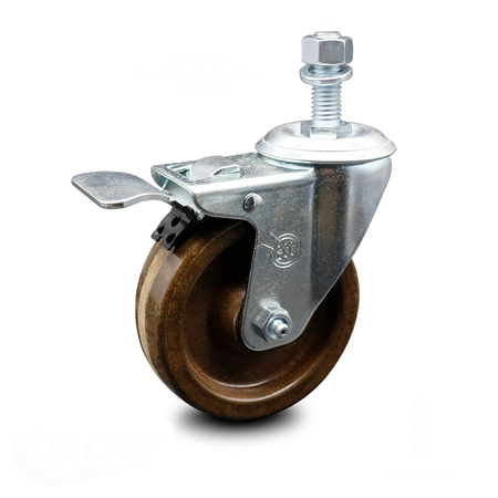 4 Inch High Temp Phenolic Wheel Swivel Â½ Inch Stem Caster With Total Lock Brake